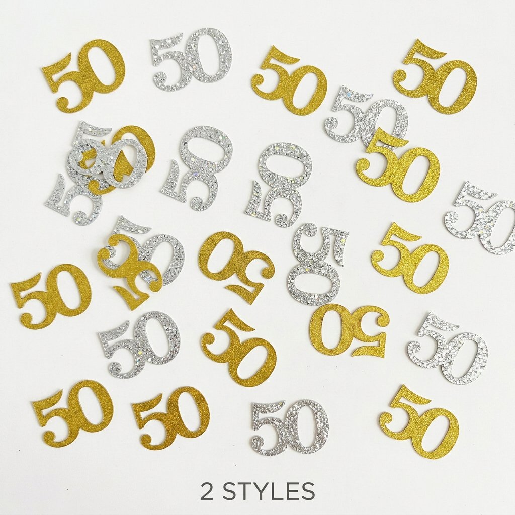 120Pcs 50th Birthday Confetti  - огляд і ціна Table Number Gold