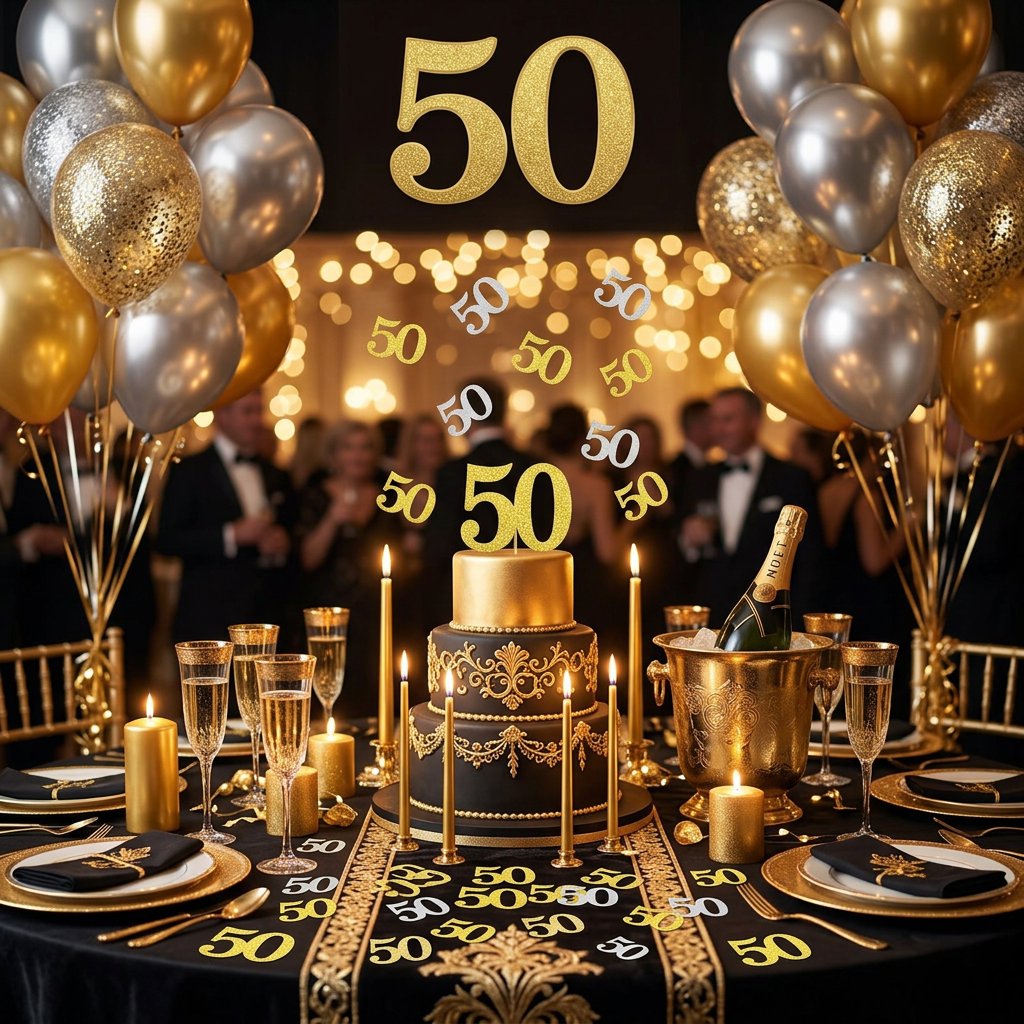 120Pcs 50th Birthday Confetti  - огляд і ціна Table Number Gold